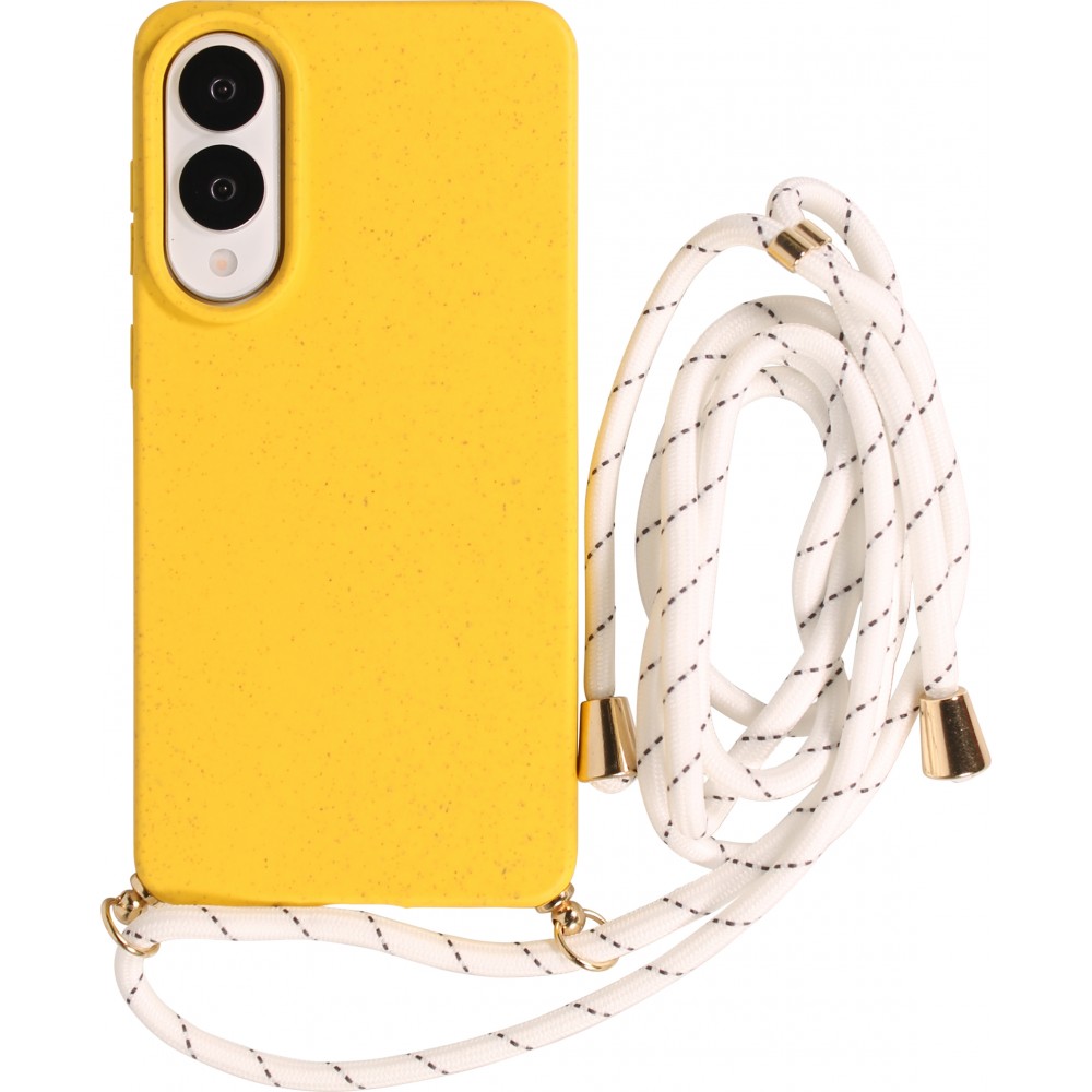 Samsung Galaxy S25 Edge Case Hülle - Bio Eco-Friendly Vegan mit Handykette Necklace - Gelb