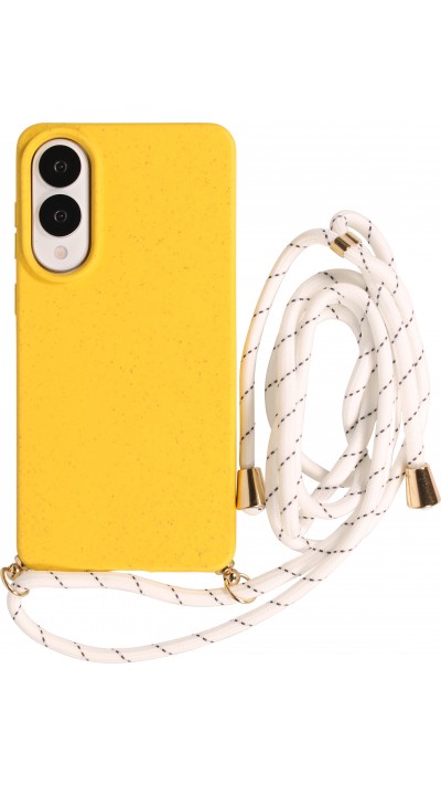 Coque Samsung Galaxy S25 Edge - Bio Eco-Friendly nature avec cordon collier jaune