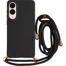 Samsung Galaxy S25 Edge Case Hülle - Bio Eco-Friendly Vegan mit Handykette Necklace - Schwarz