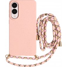 Samsung Galaxy S25 Edge Case Hülle - Bio Eco-Friendly Vegan mit Handykette Necklace - Rosa