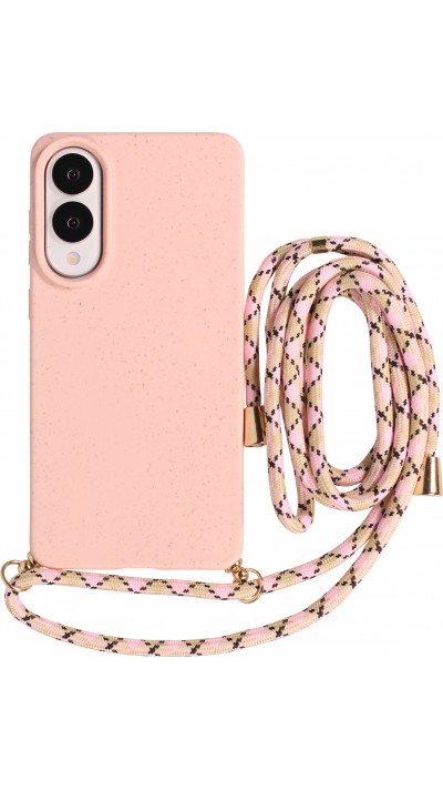 Coque Samsung Galaxy S25 Edge - Bio Eco-Friendly nature avec cordon collier - Rose