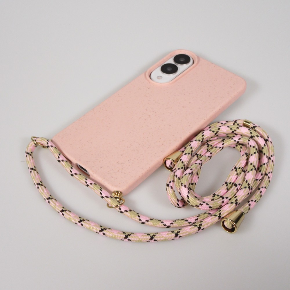 Samsung Galaxy S25 Edge Case Hülle - Bio Eco-Friendly Vegan mit Handykette Necklace - Rosa