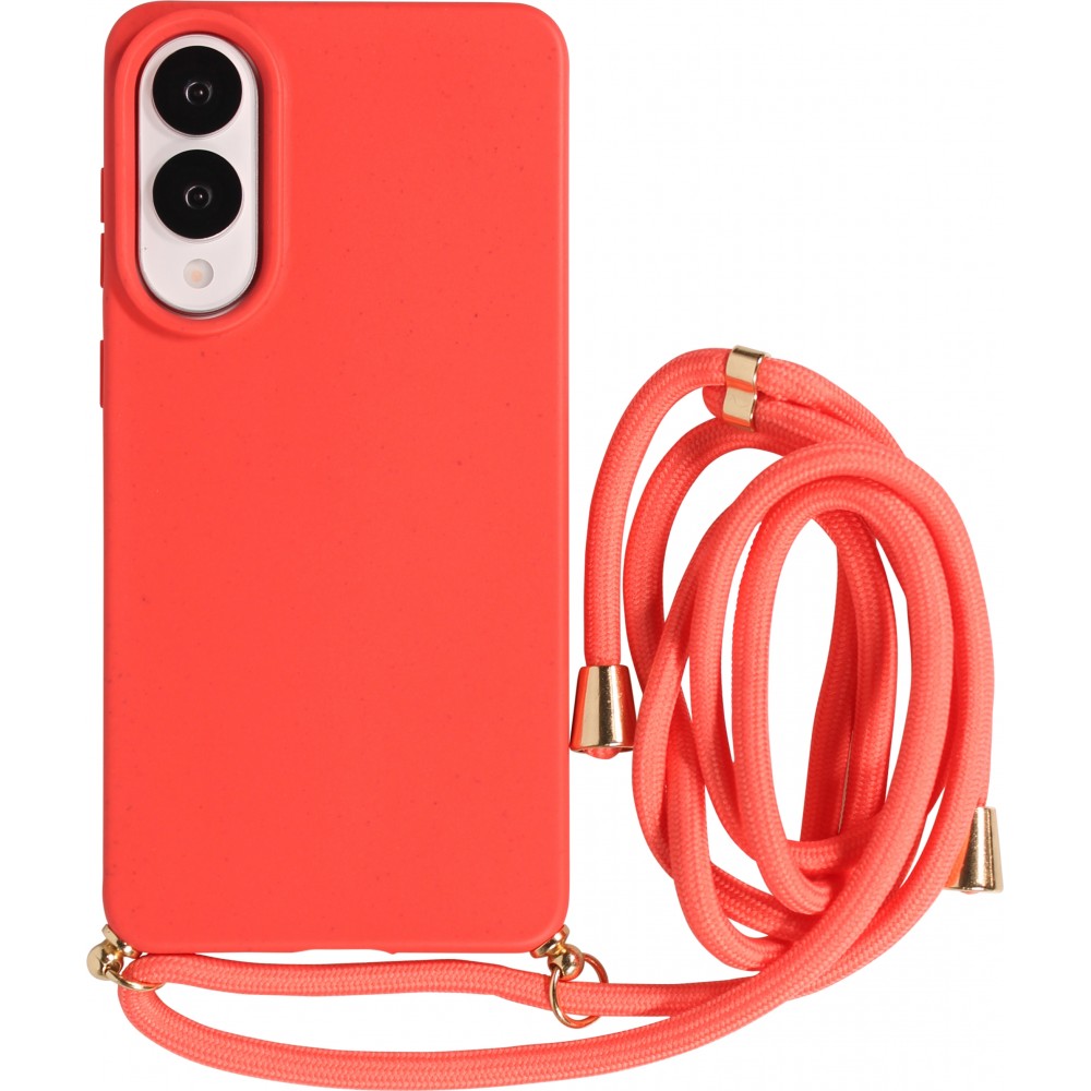 Samsung Galaxy S25 Edge Case Hülle - Bio Eco-Friendly Vegan mit Handykette Necklace - Rot