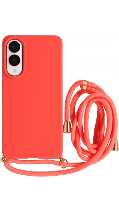 Coque Samsung Galaxy S25 Edge - Bio Eco-Friendly nature avec cordon collier - Rouge