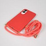Samsung Galaxy S25 Edge Case Hülle - Bio Eco-Friendly Vegan mit Handykette Necklace - Rot