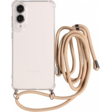 Hülle Samsung Galaxy S25 Edge - Gummi transparent mit Seil beige