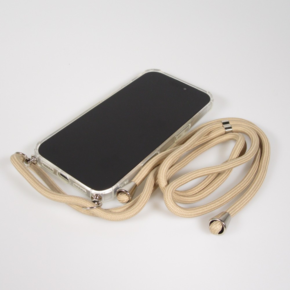 Hülle Samsung Galaxy S25 Edge - Gummi transparent mit Seil beige