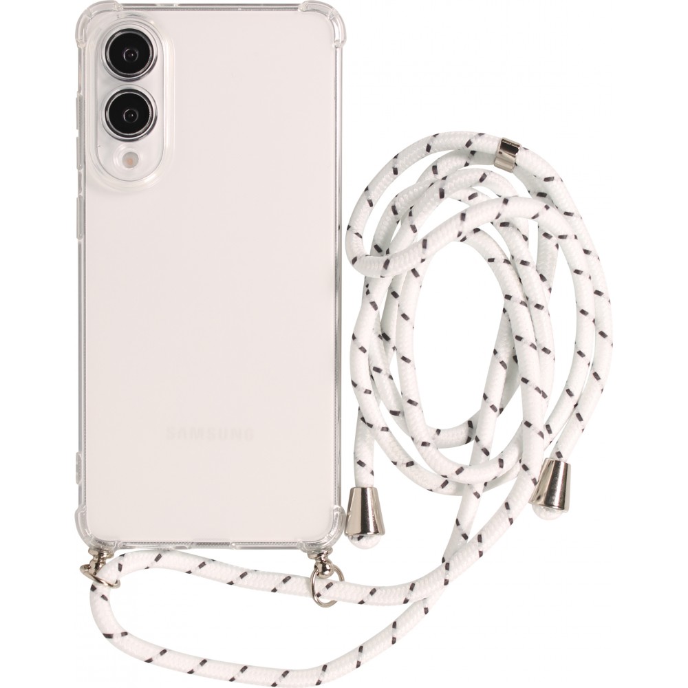 Hülle Samsung Galaxy S25 Edge - Gummi transparent mit Seil - Weiss gefleckt