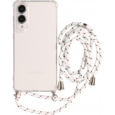 Hülle Samsung Galaxy S25 Edge - Gummi transparent mit Seil - Weiss gefleckt