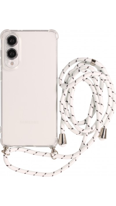 Coque Samsung Galaxy S25 Edge - Gel transparent avec lacet - Blanc tacheté