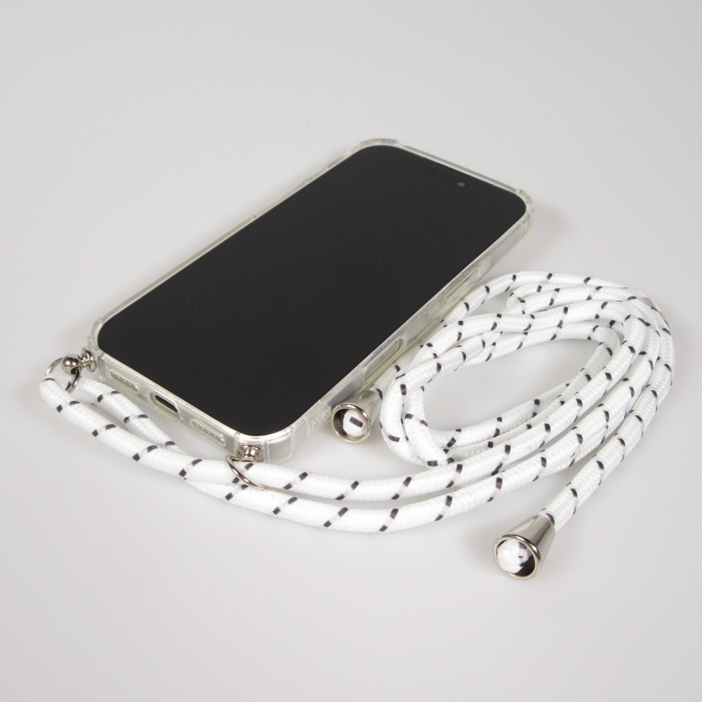 Hülle Samsung Galaxy S25 Edge - Gummi transparent mit Seil - Weiss gefleckt