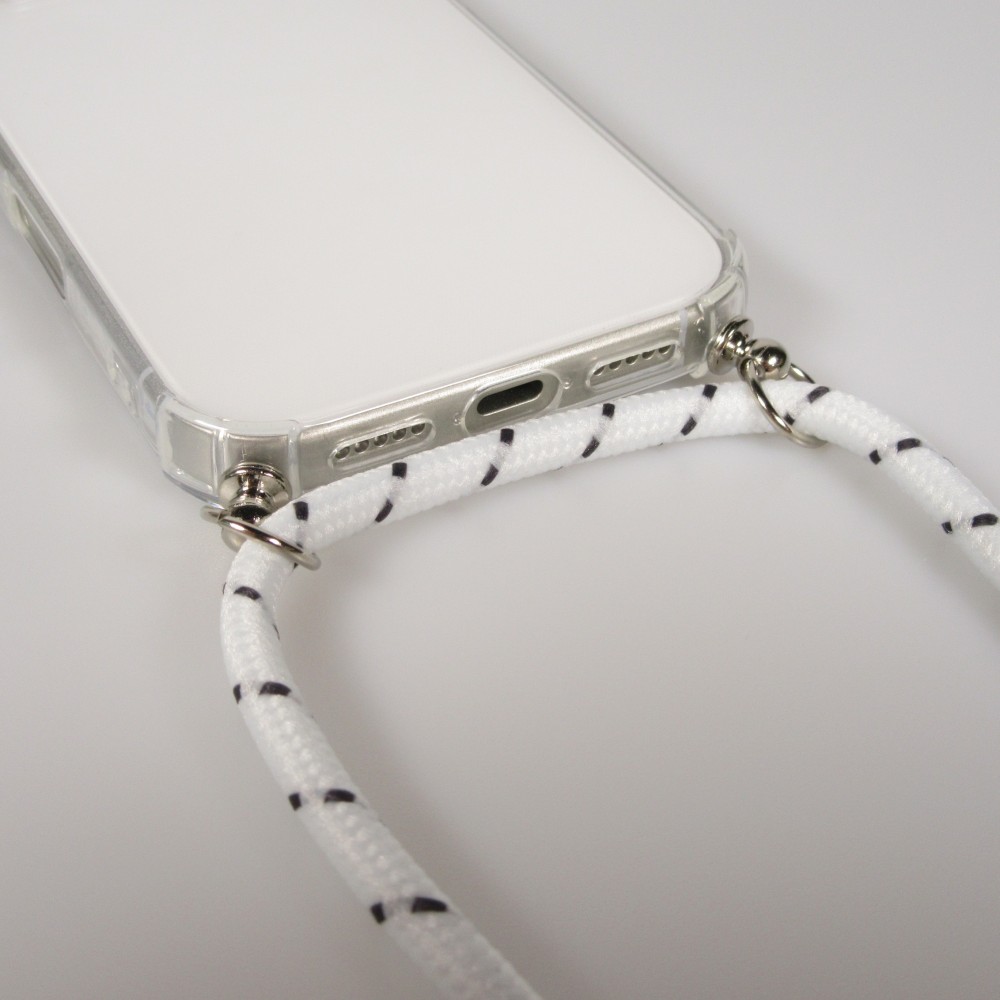 Hülle Samsung Galaxy S25 Edge - Gummi transparent mit Seil - Weiss gefleckt