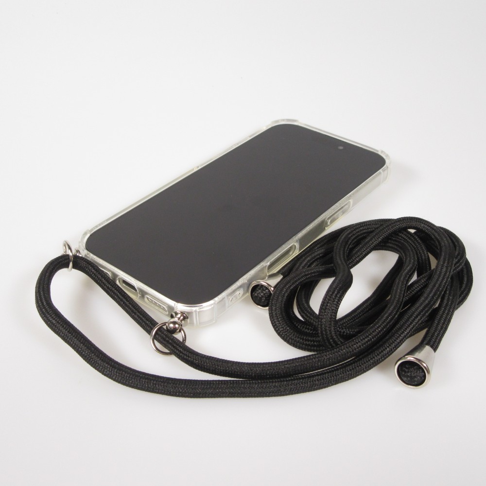 Hülle Samsung Galaxy S25 FE - Gummi transparent mit Seil - Schwarz