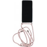 Hülle Samsung Galaxy S25 Edge - Gummi transparent mit Seil Gold - Rosa