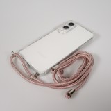 Hülle Samsung Galaxy S25 Edge - Gummi transparent mit Seil Gold - Rosa