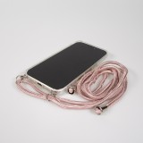 Hülle Samsung Galaxy S25 Edge - Gummi transparent mit Seil Gold - Rosa