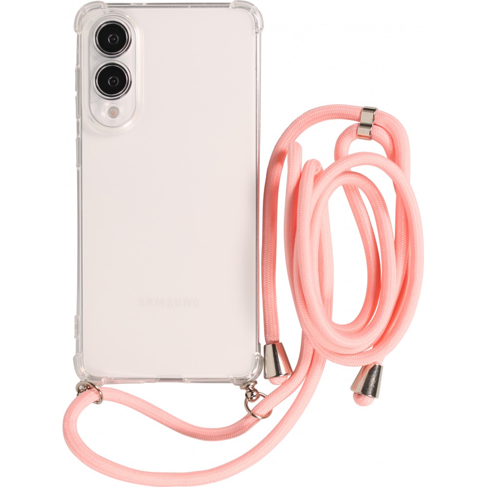 Hülle Samsung Galaxy S25 Edge - Gummi transparent mit Seil - Rosa