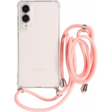 Hülle Samsung Galaxy S25 Edge - Gummi transparent mit Seil - Rosa