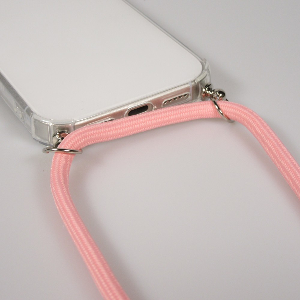 Hülle Samsung Galaxy S25 Edge - Gummi transparent mit Seil - Rosa