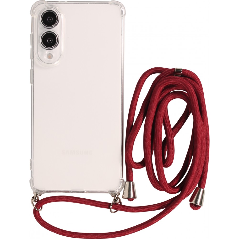 Hülle Samsung Galaxy S25 Edge - Gummi transparent mit Seil - Rot