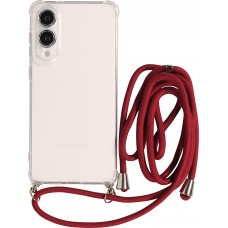 Hülle Samsung Galaxy S25 Edge - Gummi transparent mit Seil - Rot