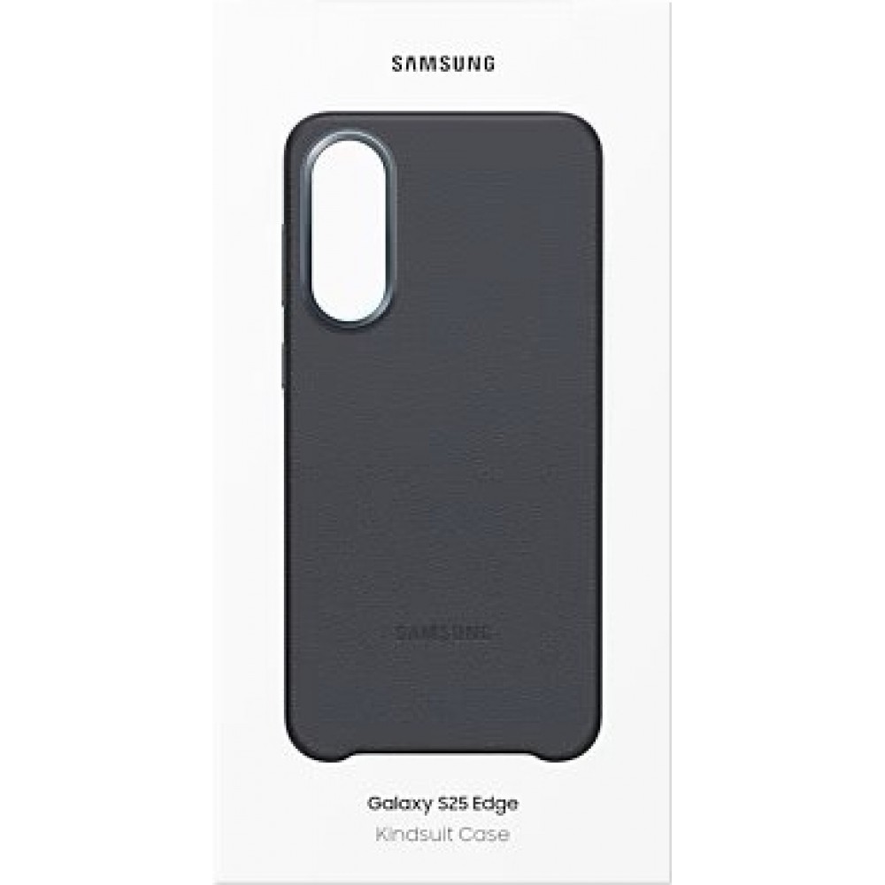 Galaxy S25 Edge Case H&uuml;lle - Premium Vegan-Leder Backcover Kindsuit - Schwarz