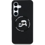 Galaxy S25 Case Hülle - Karl Lagerfeld Silikon-Hülle mit Karl und Choupette Design, MagSafe-kompatibel - Schwarz