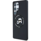 Galaxy S25 Ultra Case Hülle - Karl Lagerfeld Silikonhülle mit Karl und Choupette Design, MagSafe-kompatibel - Schwarz