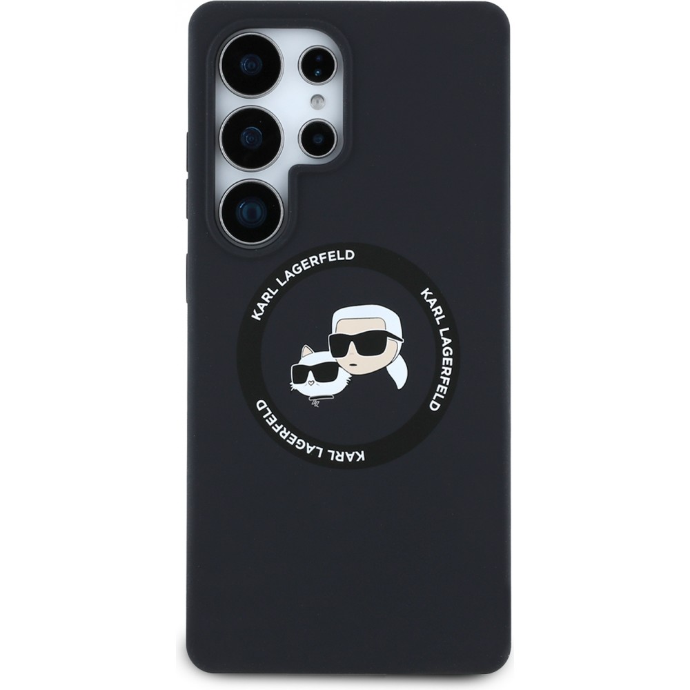 Galaxy S25 Ultra Case Hülle - Karl Lagerfeld Silikonhülle mit Karl und Choupette Design, MagSafe-kompatibel - Schwarz