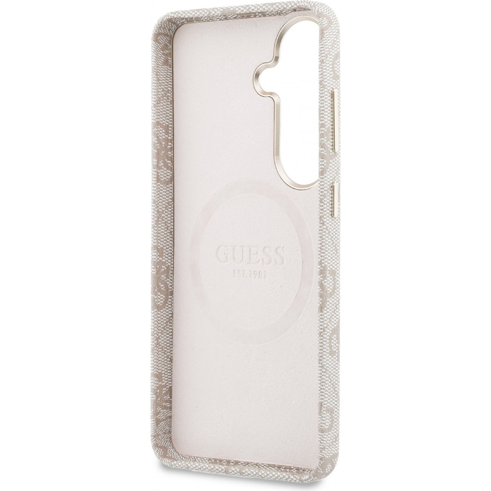 Coque Samsung Galaxy S26 - Guess 4G Script MagSafe Magnetic protection élégante - Rose