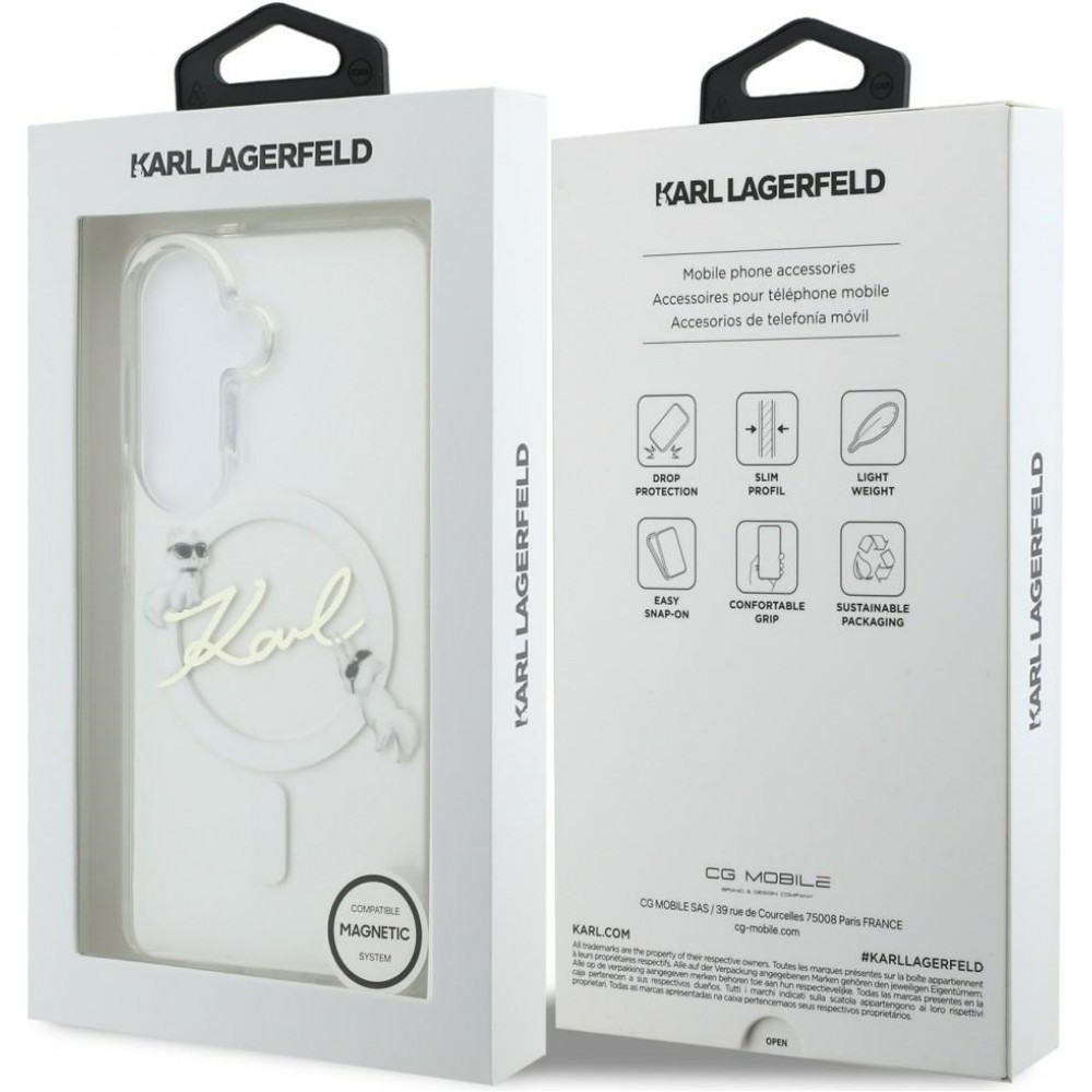 Coque Samsung Galaxy S26 - Karl Lagerfeld IML KC Script MagSafe protection &eacute;l&eacute;gante - Transparent
