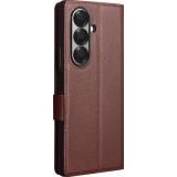 Galaxy Z Fold7 Case Hülle - Flip Qialino Full Grain Wallet Echtleder matt mit Magnetverschluss - Dunkelbraun
