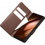 Galaxy Z Fold7 Case Hülle - Flip Qialino Full Grain Wallet Echtleder matt mit Magnetverschluss - Dunkelbraun