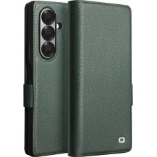 Galaxy Z Fold7 Case Hülle - Flip Qialino Full Grain Wallet Echtleder matt mit Magnetverschluss - Grün
