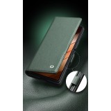 Galaxy Z Fold7 Case Hülle - Flip Qialino Full Grain Wallet Echtleder matt mit Magnetverschluss - Grün