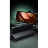 Galaxy Z Fold7 Case Hülle - Flip Qialino Full Grain Wallet Echtleder matt mit Magnetverschluss - Grün