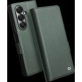 Galaxy Z Fold7 Case Hülle - Flip Qialino Full Grain Wallet Echtleder matt mit Magnetverschluss - Grün