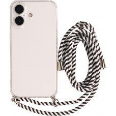 Hülle iPhone 17 - Gummi transparent mit Seil - Weiss / Schwarz
