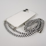 Hülle iPhone 17 - Gummi transparent mit Seil - Weiss / Schwarz