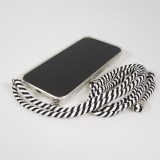 Hülle iPhone 17 - Gummi transparent mit Seil - Weiss / Schwarz