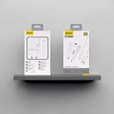 Dudao A23L 2.4A chargeur mural USB-A GaN avec c&acirc;ble USB-A vers Lightning - Blanc