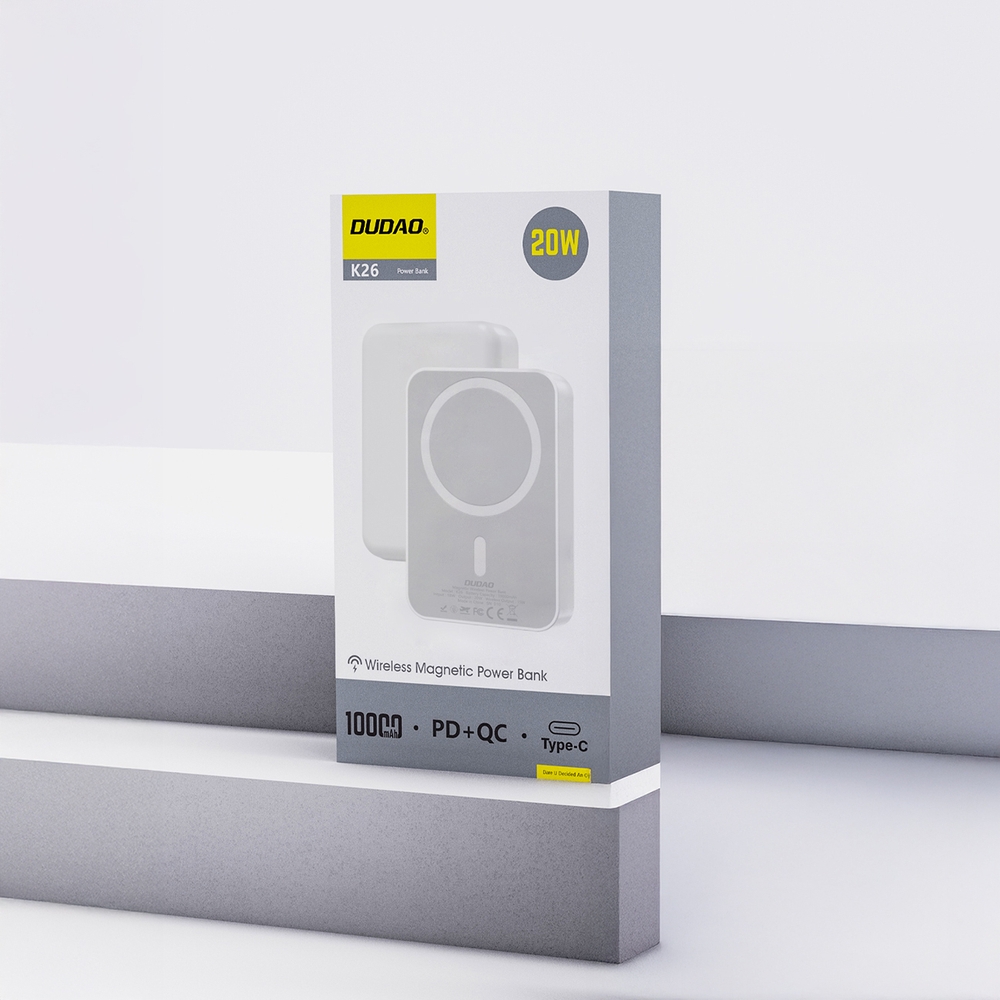 Dudao K26 10000mAh 20W batterie externe USB-A / USB-C Powerbank MagSafe - Blanc