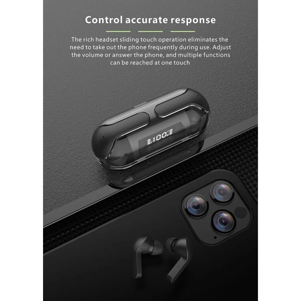 Bluetooth Kopfh&ouml;rer F80 Q26 Pro TWS mit LED-Display, lange Akkulaufzeit f&uuml;r Sport und Gaming - Weiss