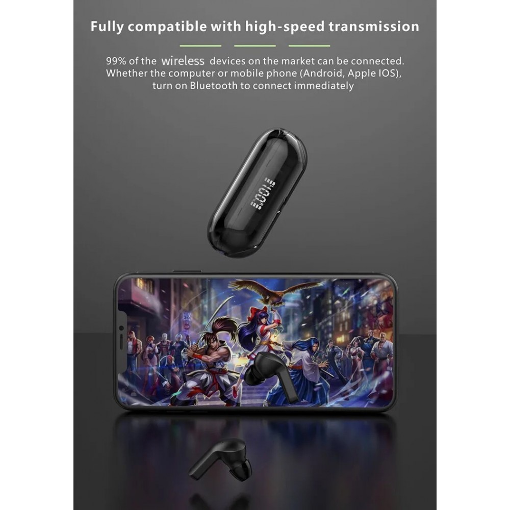 Bluetooth Kopfh&ouml;rer F80 Q26 Pro TWS mit LED-Display, lange Akkulaufzeit f&uuml;r Sport und Gaming - Weiss