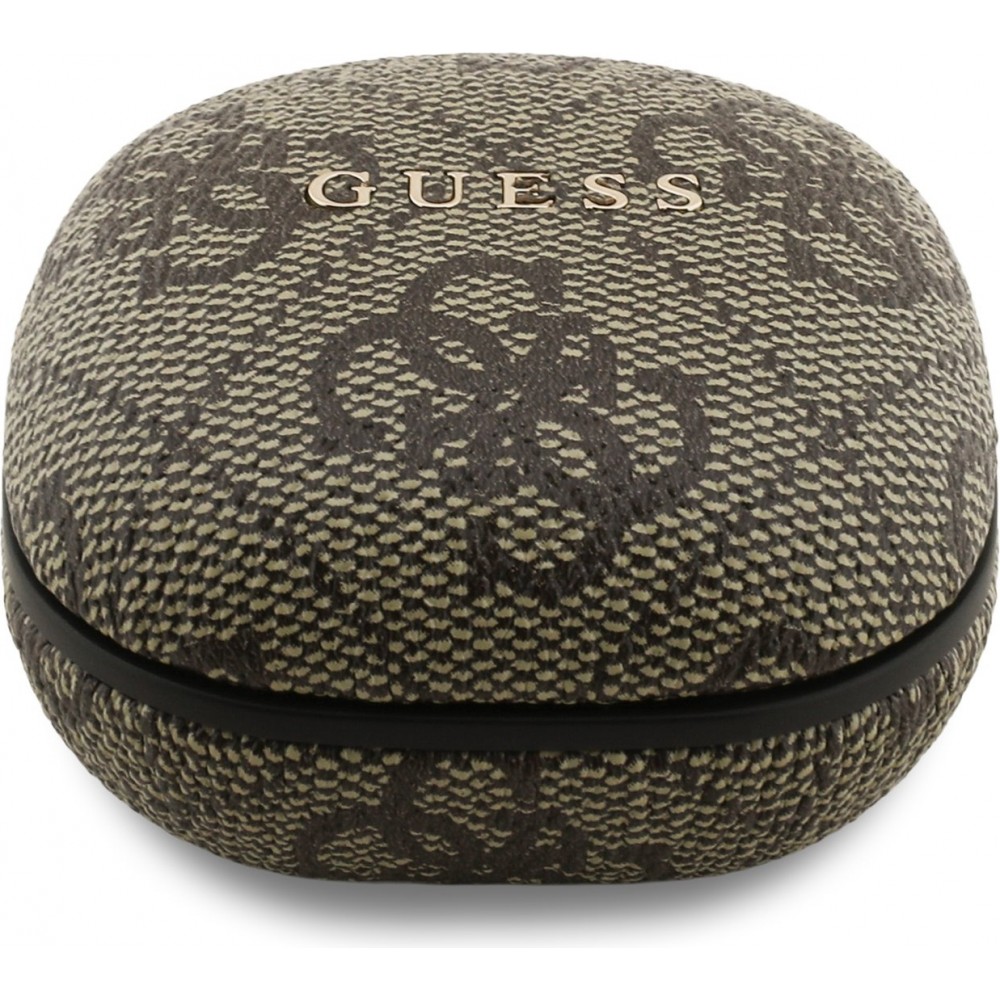 Bluetooth Kopfh&ouml;rer Guess PU 4G Script Logo ENC TWS mit Sprachassistent und 16h Akkulaufzeit - Braun