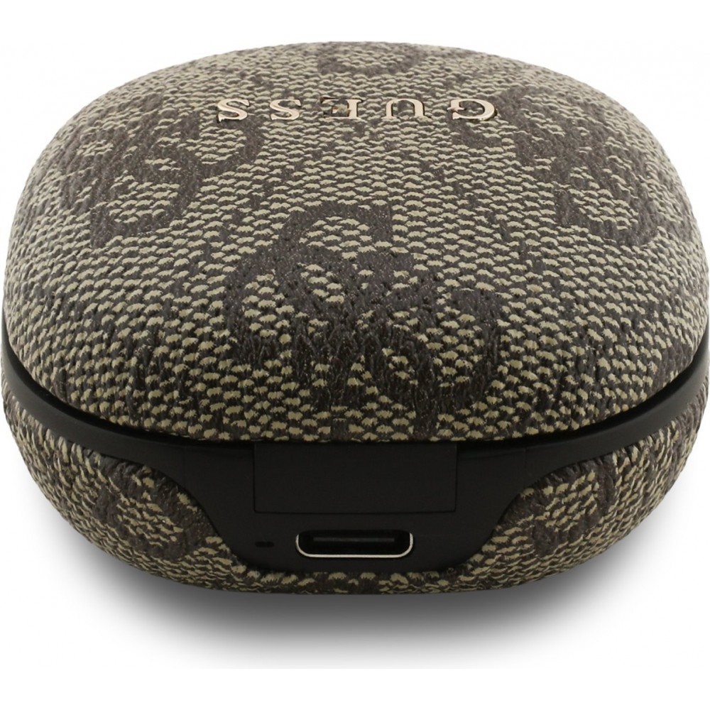 Bluetooth Kopfh&ouml;rer Guess PU 4G Script Logo ENC TWS mit Sprachassistent und 16h Akkulaufzeit - Braun