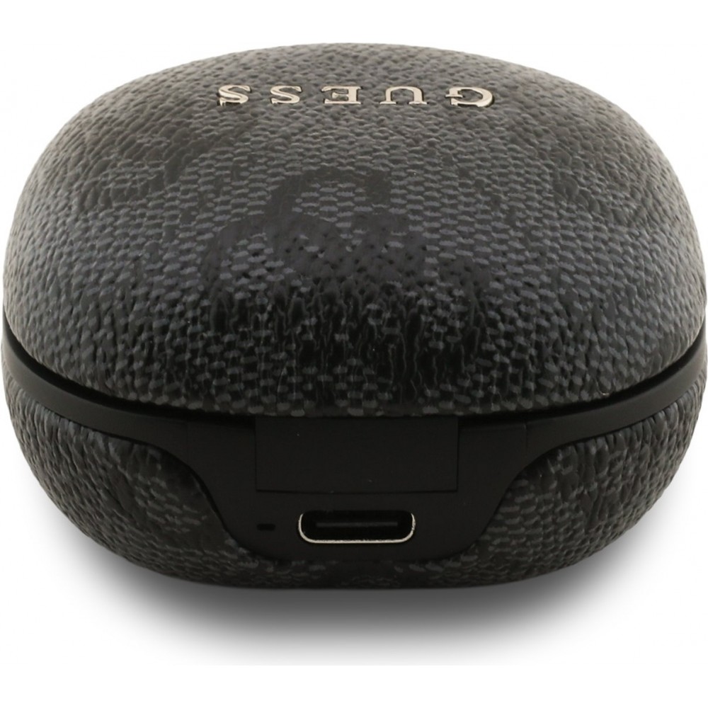 Bluetooth Kopfh&ouml;rer Guess PU 4G Script Logo ENC TWS mit Sprachassistent und 16h Akkulaufzeit - Schwarz