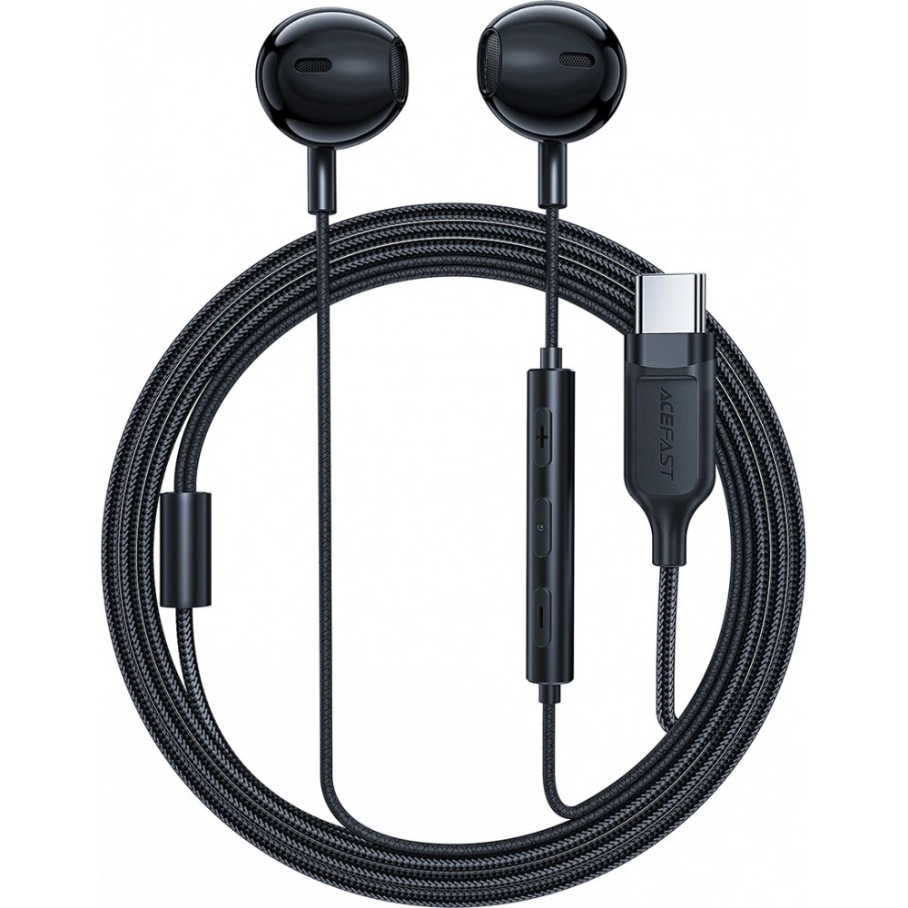 Acefast L2 In-Ear Kopfh&ouml;rer USB-C Anschluss mit Mikrofon und Fernbedienung 1.2 m - Schwarz