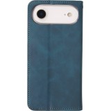 Etui cuir iPhone Air - Flip Wallet vintage avec fermeture aimantée et compartiment cartes - Bleu