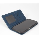 Etui cuir iPhone Air - Flip Wallet vintage avec fermeture aimantée et compartiment cartes - Bleu